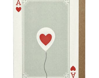 Ace Of Hearts Card Etsy