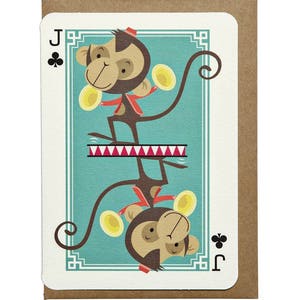 Jack of Clubs Monkey A6 Greeting Card