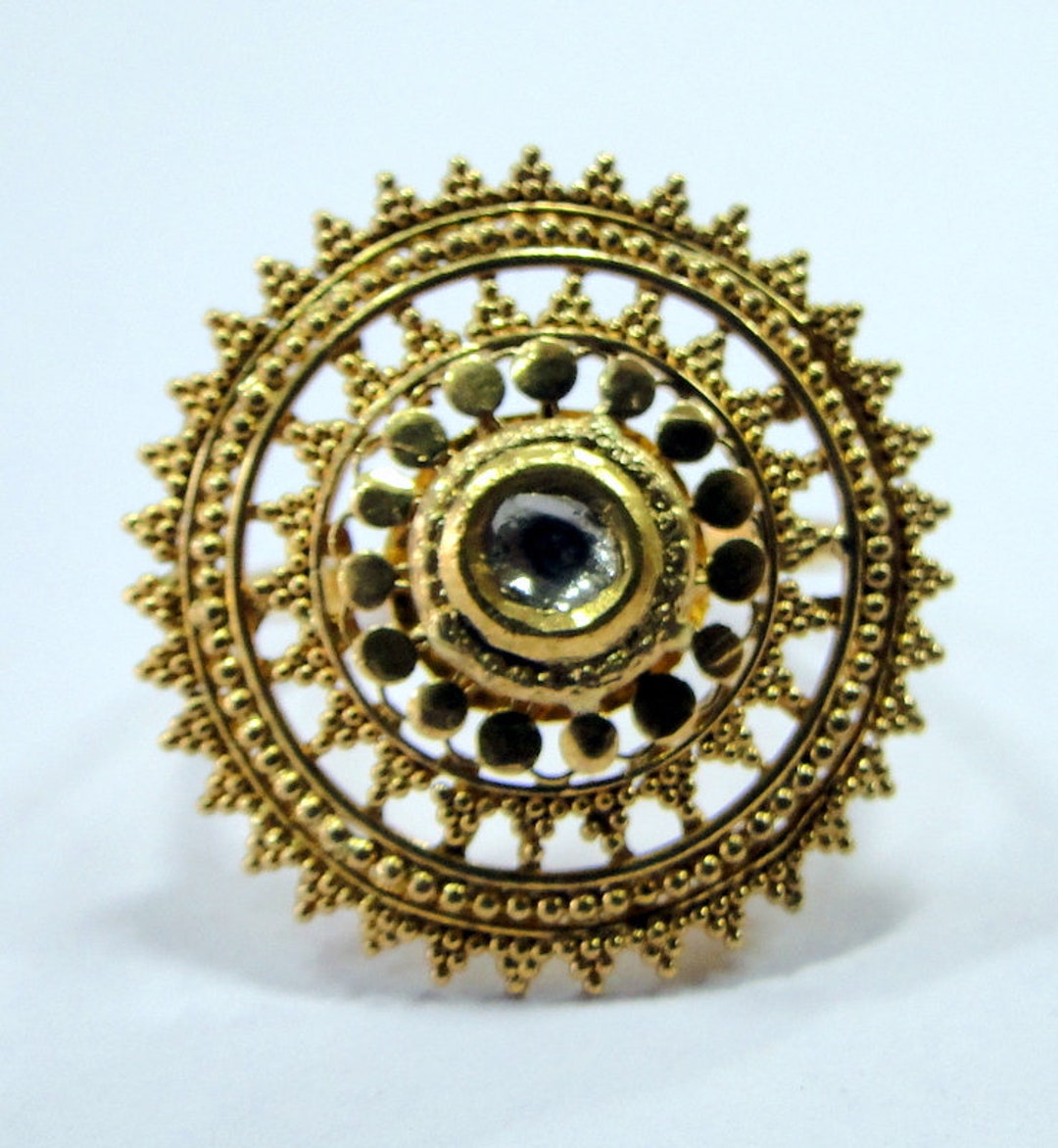 22K Gold Diamond Polki Ring Floral Ring Fine Handmade Jewelry - Etsy