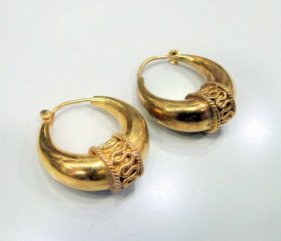 14 K Gold Plated Chunky Vintage Hoop Earrings By Elk & Bloom |  notonthehighstreet.com