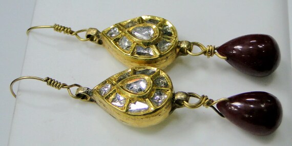 Vintage Victorian Natural Polki Diamond set Dangl… - image 5