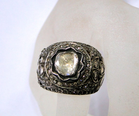Victorian 14 k solid gold Diamond and silver Enam… - image 7