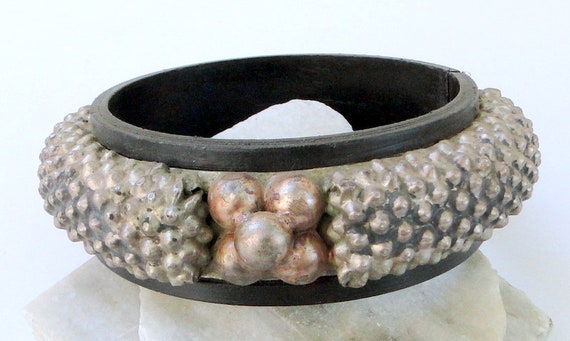 ethnic tribal old silver bangle upper arm bracelet - image 5