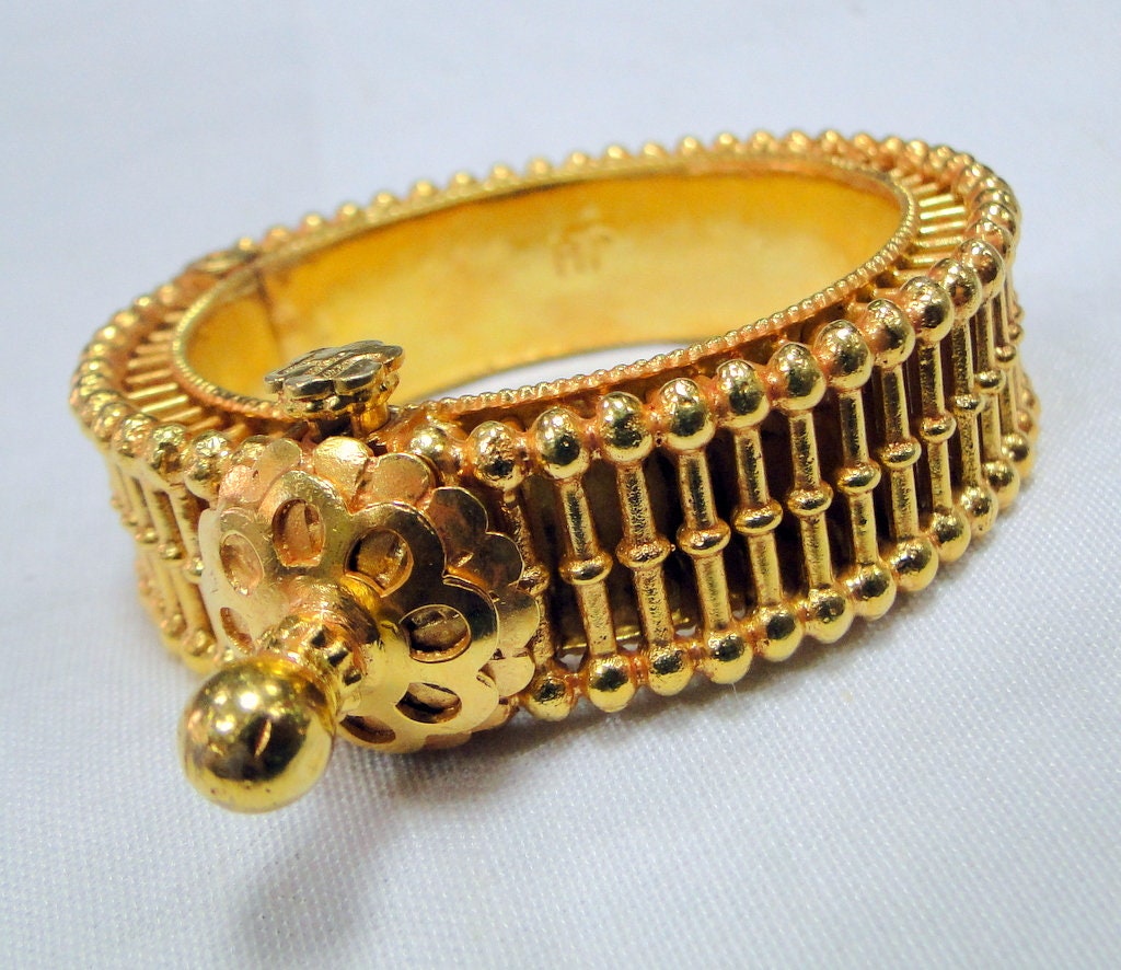 Vintage 22K Gold Handmade Bangle Cuff Bracelet - Etsy