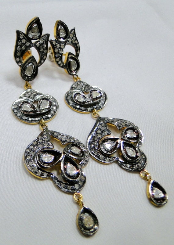 Vintage Victorian Natural Polki and Diamond set D… - image 3