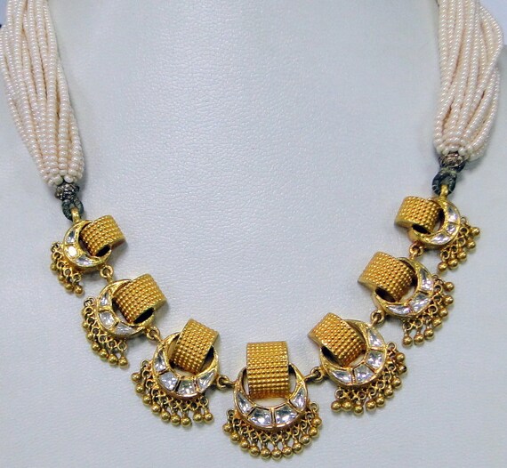 Vintage 22 k solid gold Diamond set necklace chok… - image 6