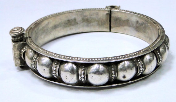 ethnic tribal old sterling silver bangle bracelet… - image 1