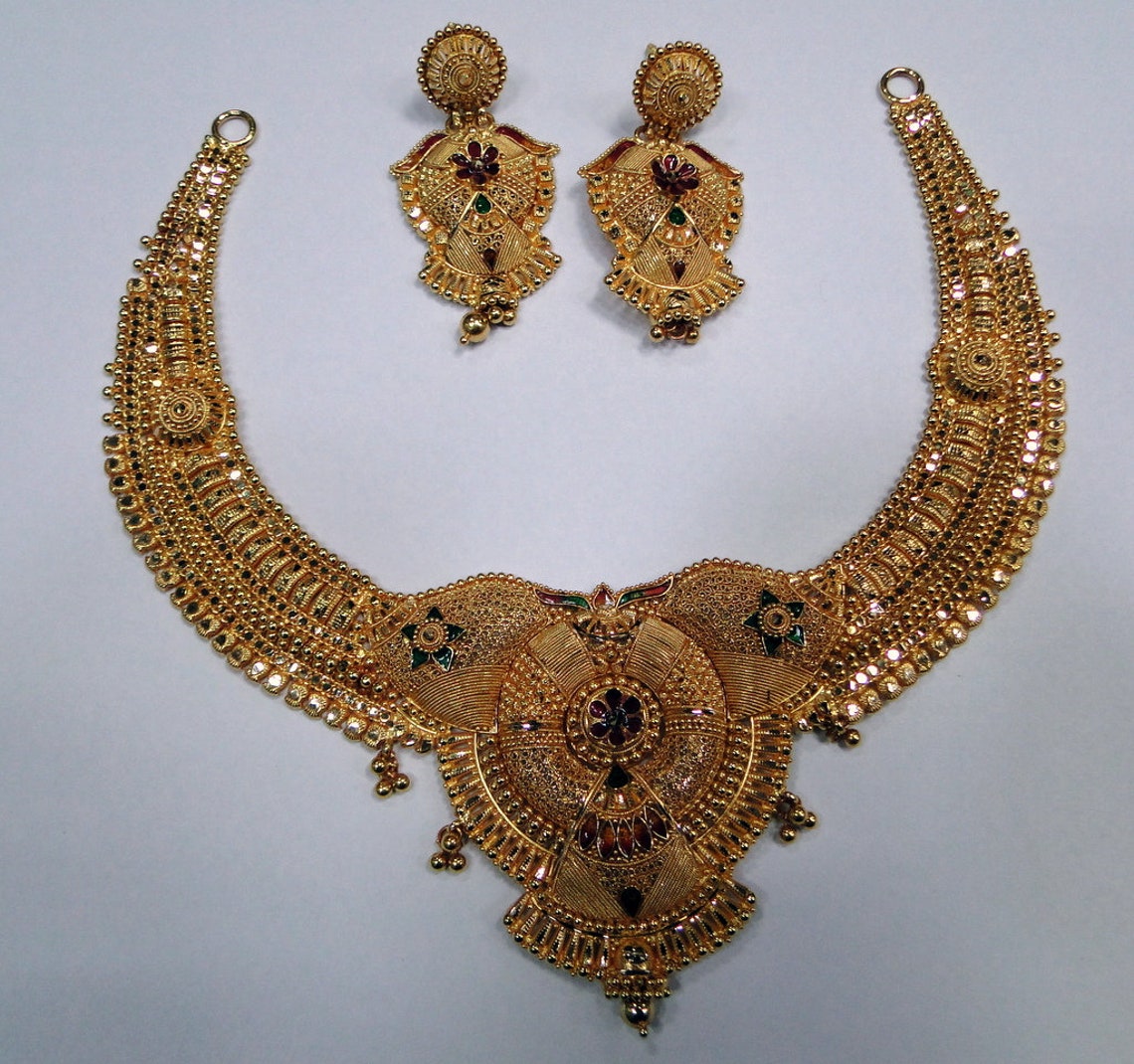 22k solid gold choker Necklace fine handmade jewelry Etsy