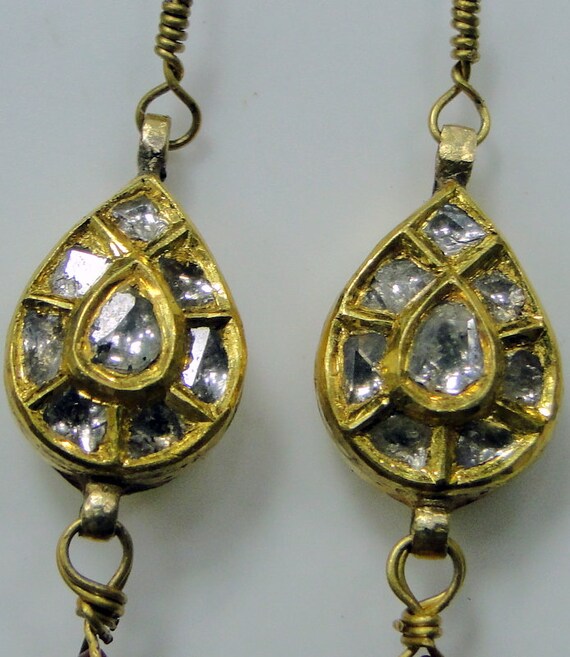 Vintage Victorian Natural Polki Diamond set Dangl… - image 6