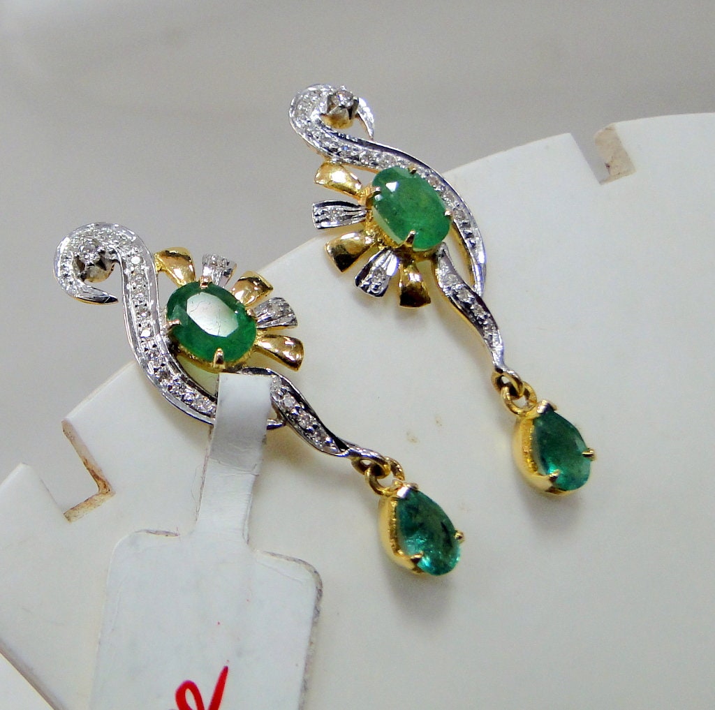 18k Gold Emerald Earrings May Birthstone Green Stud - Etsy