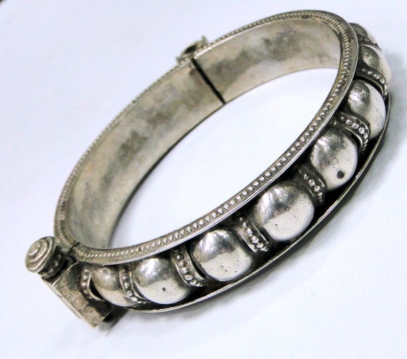 ethnic tribal old sterling silver bangle bracelet… - image 2