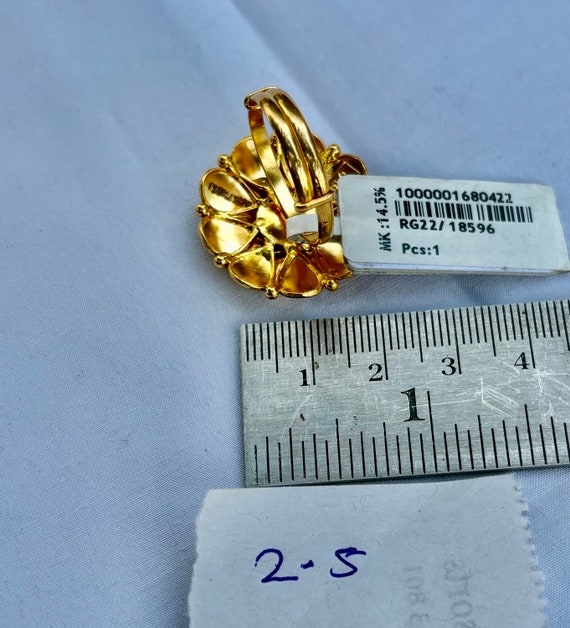 22K Gold Hallmarked Cocktail Ring Fine Handmade J… - image 4