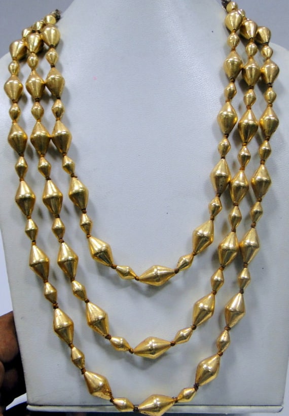 Ethnic Tribal 22k Gold Beads Necklace Long 3 Strand Free | Etsy