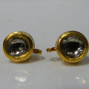 Vintage Antique 22 K Solid Gold Natural Diamond Studs Earrings Polki ...
