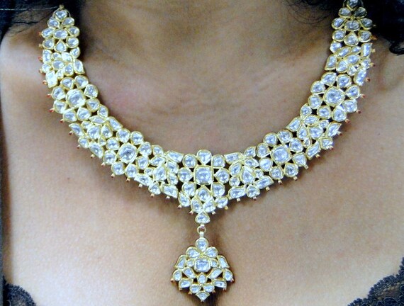 Diamond polki shop necklace