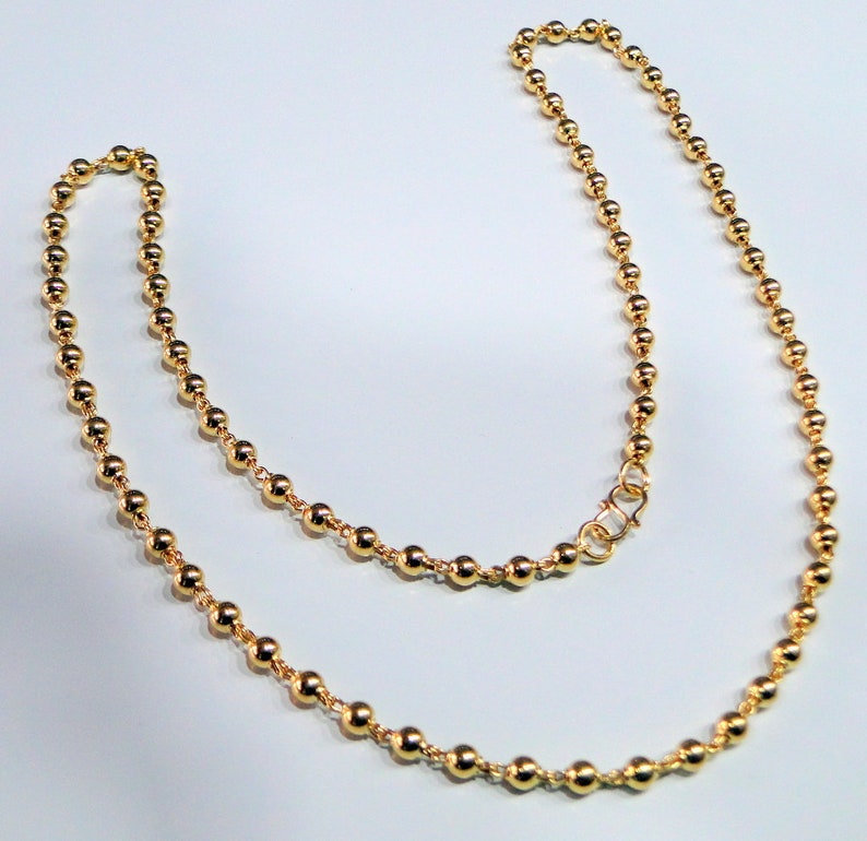 22K Gold Beads Strand Necklace Fine Jewelry 4mm Etsy