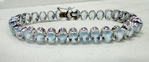 sterling silver Aquamarine gemstone bracelet