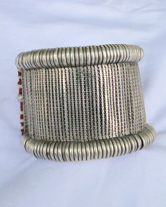 Ethnic Tribal Old Silver Wide Cuff Bracelet Upper