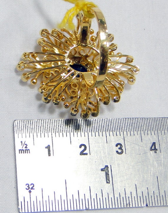 Gold Sapphire ring, Gold Diamond ring, designer c… - image 9