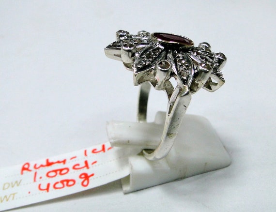 Vintage Diamond Natural Ruby gemstone Ring 14K go… - image 4