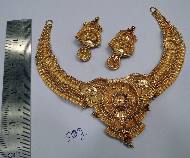 22k Solid Gold Choker Necklace Fine Handmade Jewelry Etsy