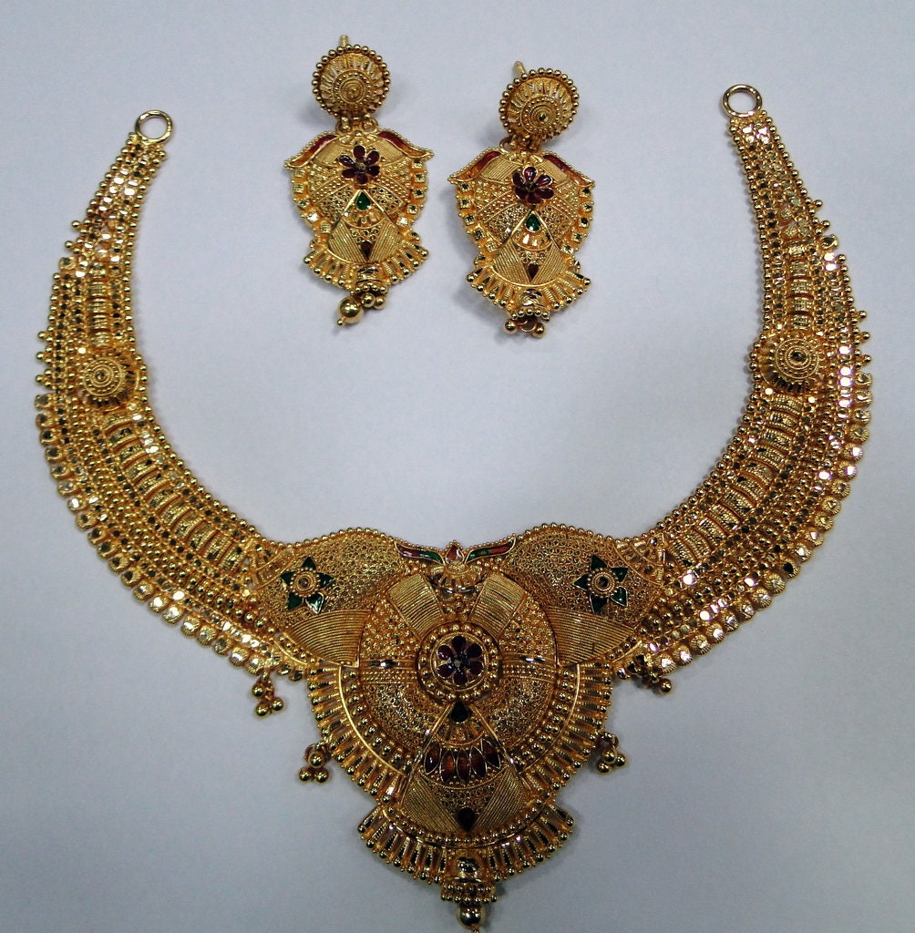 22k Solid Gold Choker Necklace Fine Handmade Jewelry Etsy