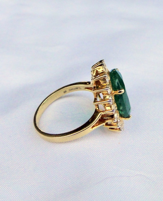 18 K Gold Natural Emerald Diamond Ring engagement… - image 4