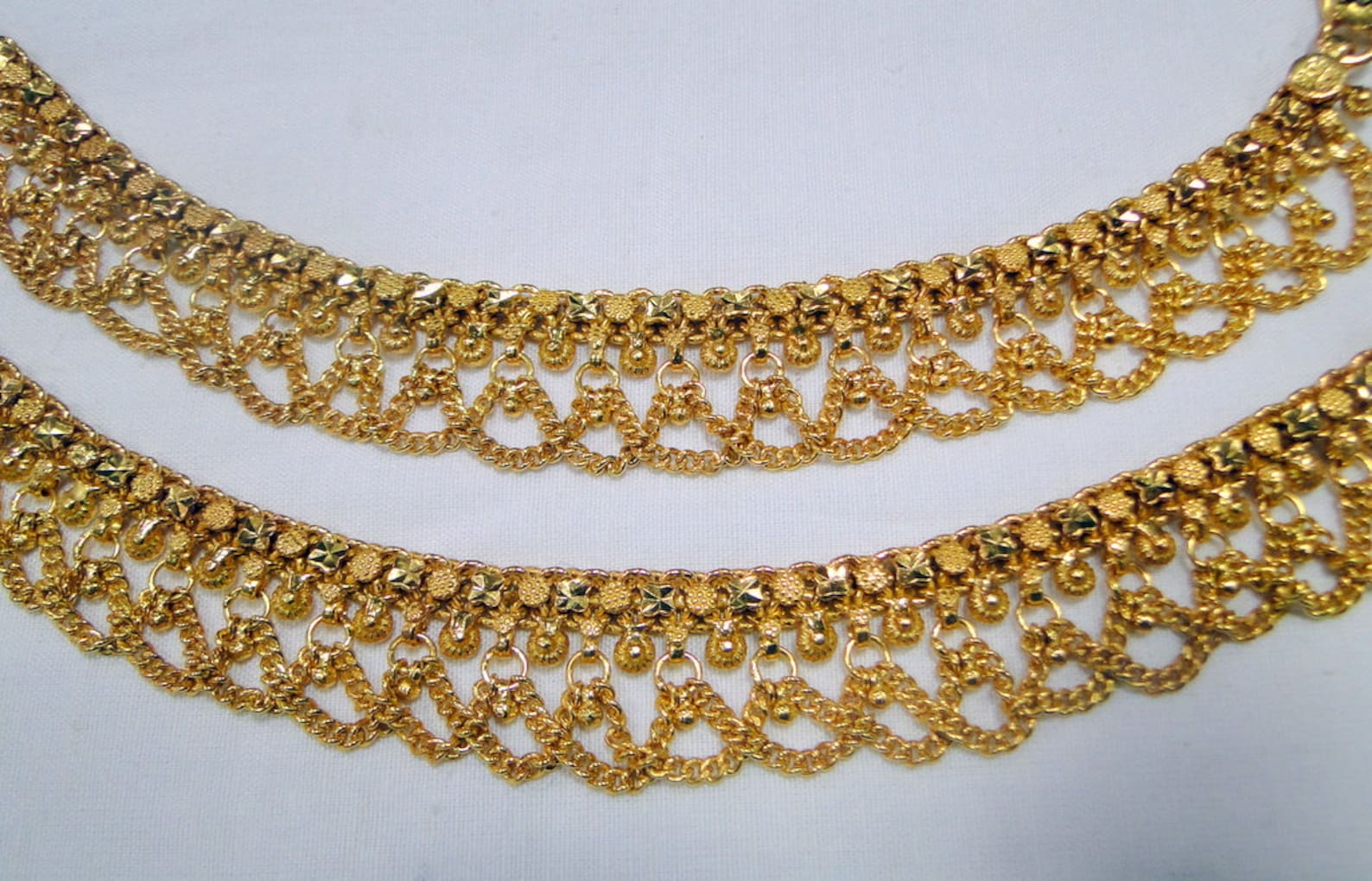 22K Solid Gold Handmade Anklet Pair Wedding Jewellery Etsy