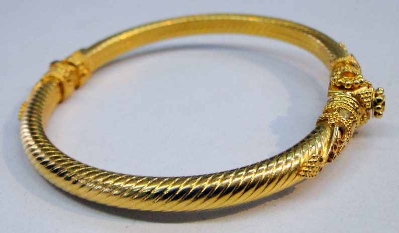 Ethnic Vintage 22K Gold Bangle Bracelet Cuff Fine Design - Etsy