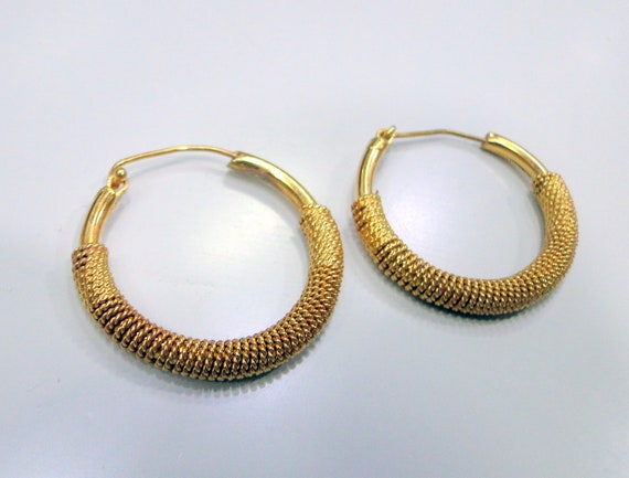 Vintage Solid 14K Gold Large Huggie Style Hoop Earrings – Boylerpf