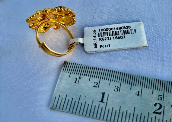 22K Gold Hallmarked Cocktail Ring Fine Handmade J… - image 6