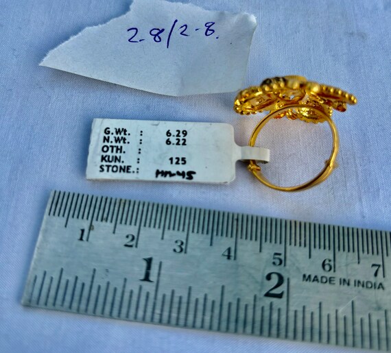 22K Gold Hallmarked Cocktail Ring Fine Handmade J… - image 5