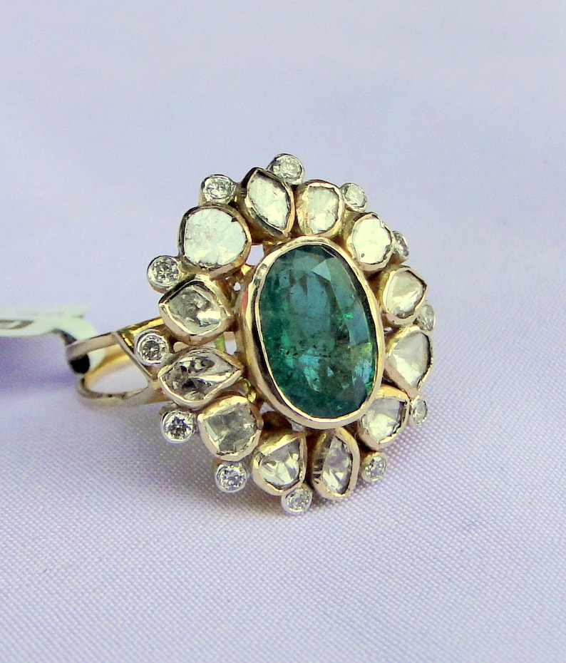 14 K Gold Natural Diamond Emerald Gemstone Ring Jewelry13157 - Etsy