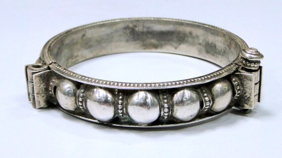 ethnic tribal old sterling silver bangle bracelet… - image 4