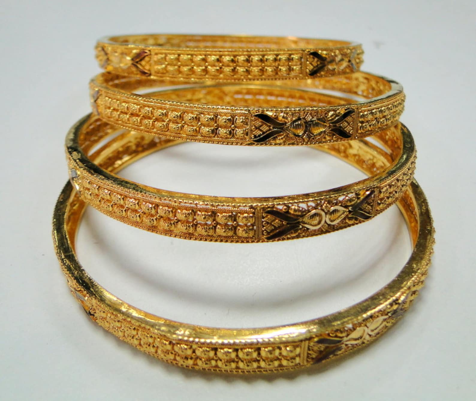 Gold Bangle Bracelet Set of Four 22 K Gold Handmade Jewelry 7972 Etsy
