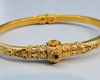 Ethnic Vintage 22K Gold Bangle Bracelet Cuff Fine Design | Etsy