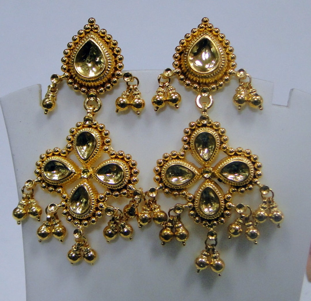 22 K Solid Gold Dangle Earrings Chandelier Traditional - Etsy