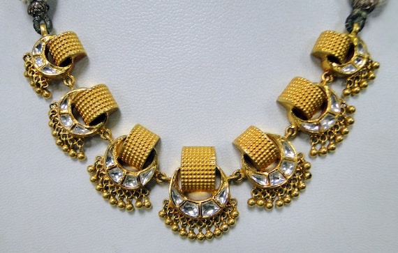 Vintage 22 k solid gold Diamond set necklace chok… - image 7