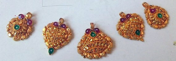 22 K solid gold charms pendants lot of 5 pcs with… - image 2