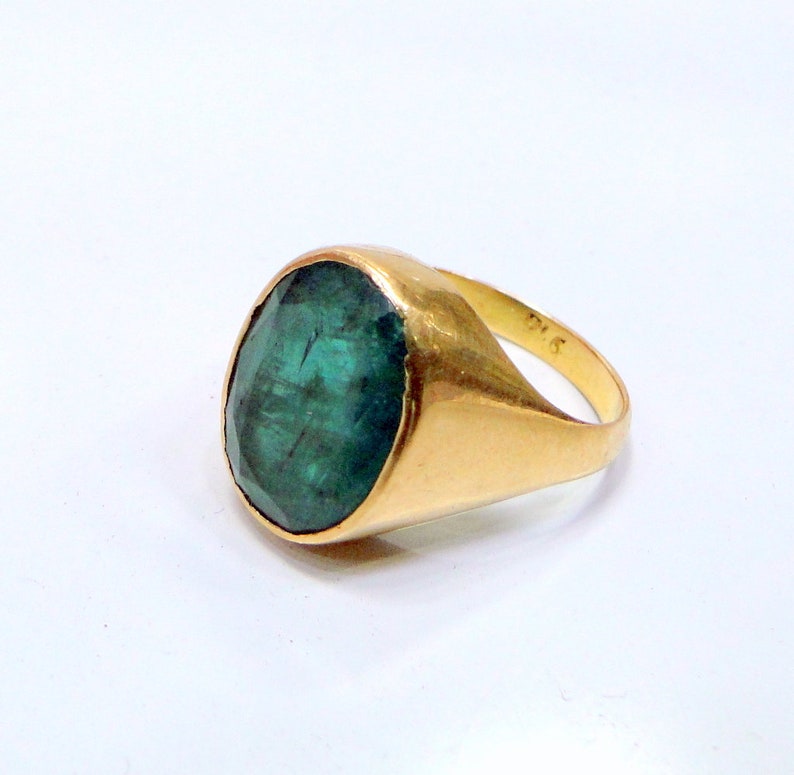 Nautural Emerald Real Gold Mens Ring-mens Gold Ring Real | Etsy