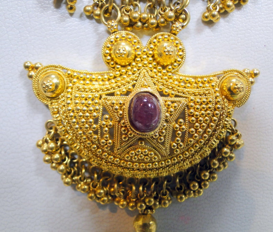 22K Gold Vintage Necklace Choker Fine Handmade Jewellery Free Shipping