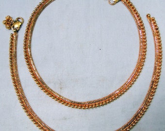 Cavigliera oro 22K Bracciale alla caviglia fatto a mano paio di gioielli pregiati 495-079