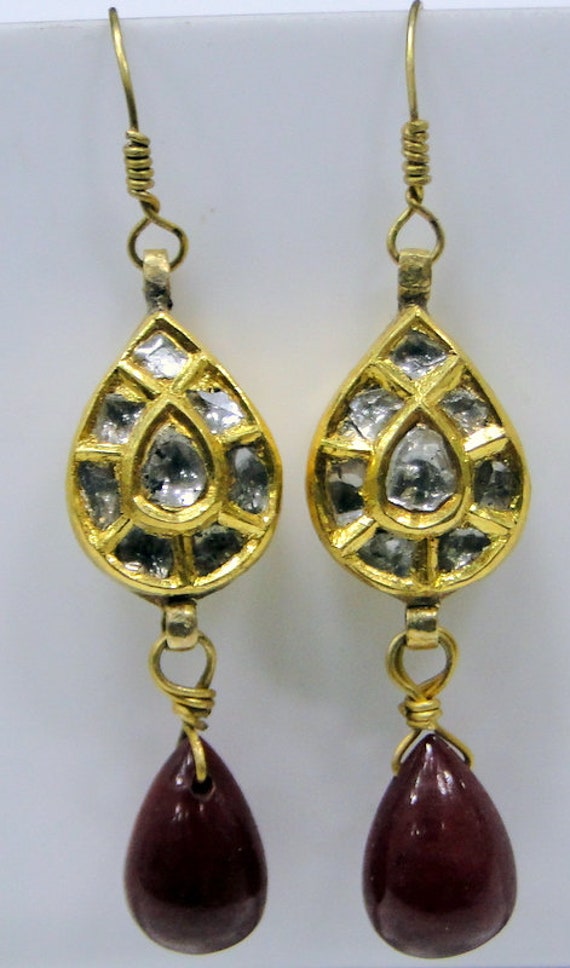 Vintage Victorian Natural Polki Diamond set Dangl… - image 3