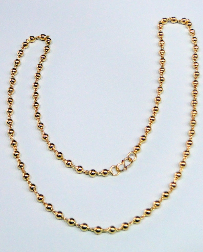 22K Gold Beads Strand Necklace Fine Jewelry 4mm Etsy