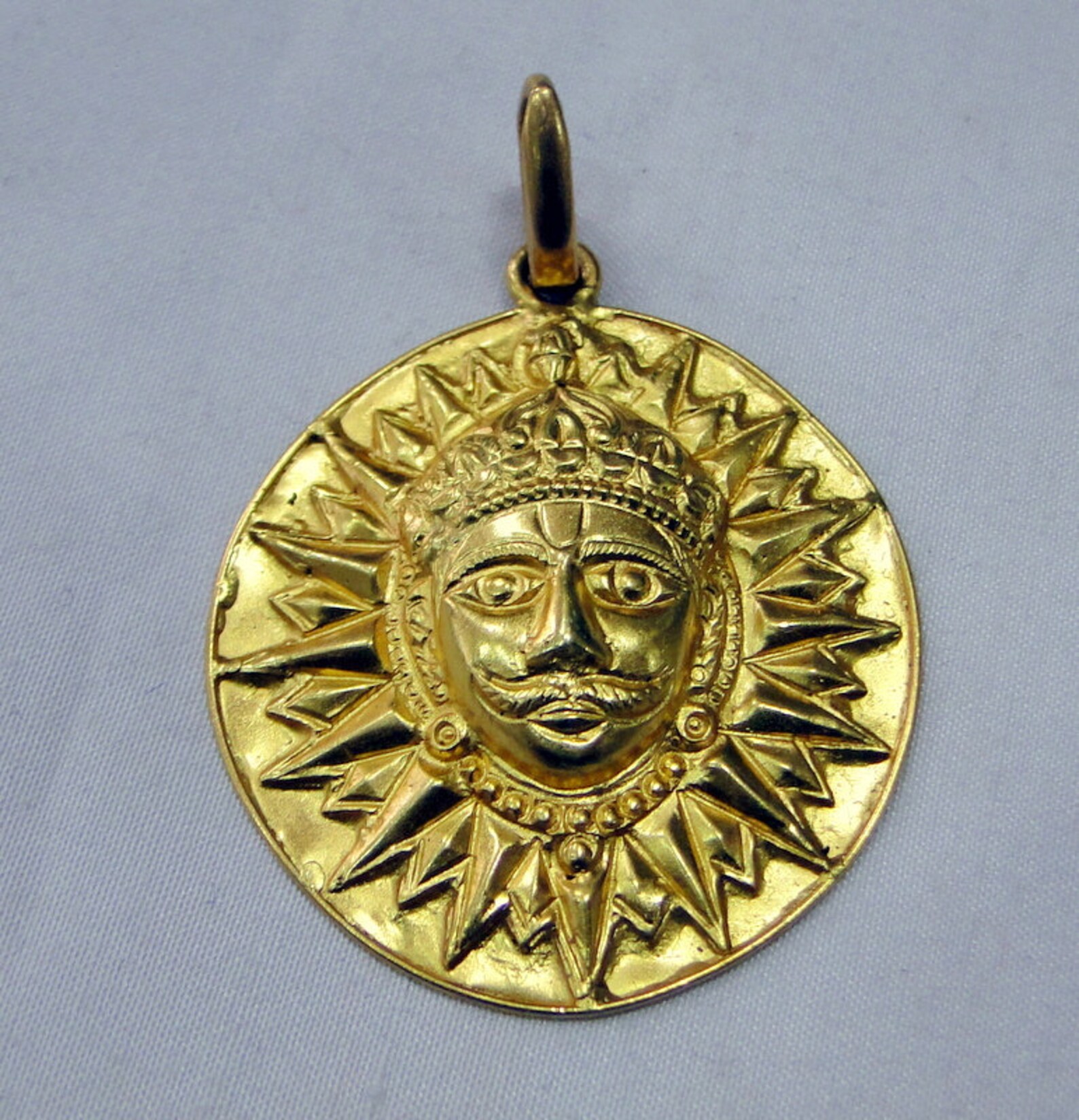 Vintage 22 K Solid Gold Sun Pendant Necklace Jewelry Etsy