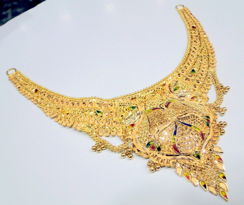 22 k Gold Choker Necklace fine handmade jewelry Etsy