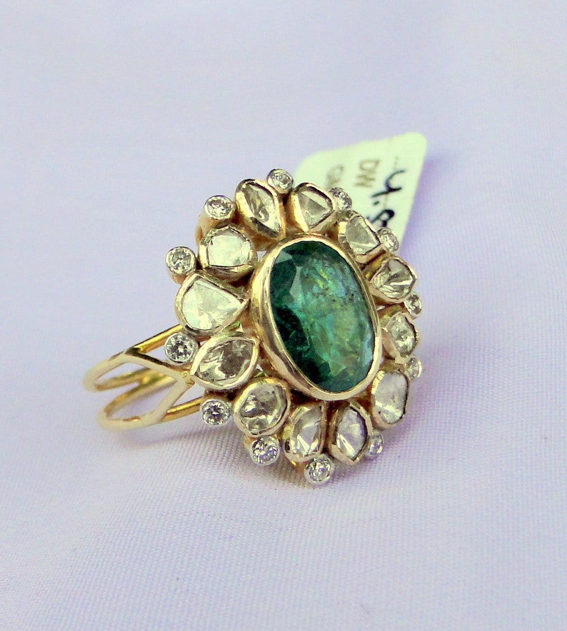 14 K Gold Natural Diamond Emerald Gemstone Ring Jewelry13157 - Etsy