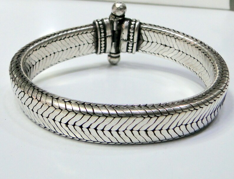 Ethnic Silver Flat Snake Chain Mens bracelet 12034 Etsy