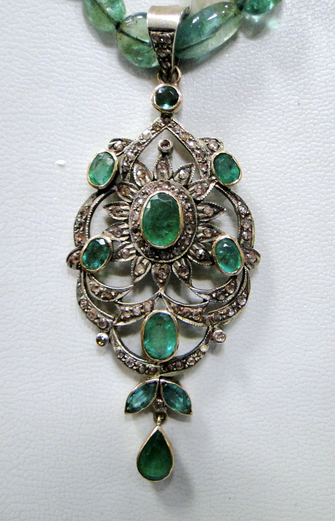 Halo Emerald Cut Emerald Moissanite Pendant Necklace Unique - Etsy UK