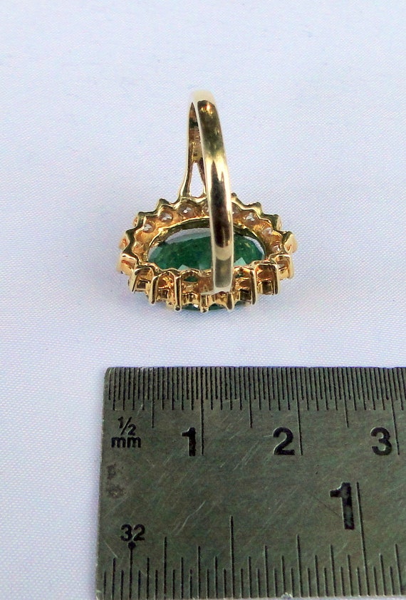 18 K Gold Natural Emerald Diamond Ring engagement… - image 5